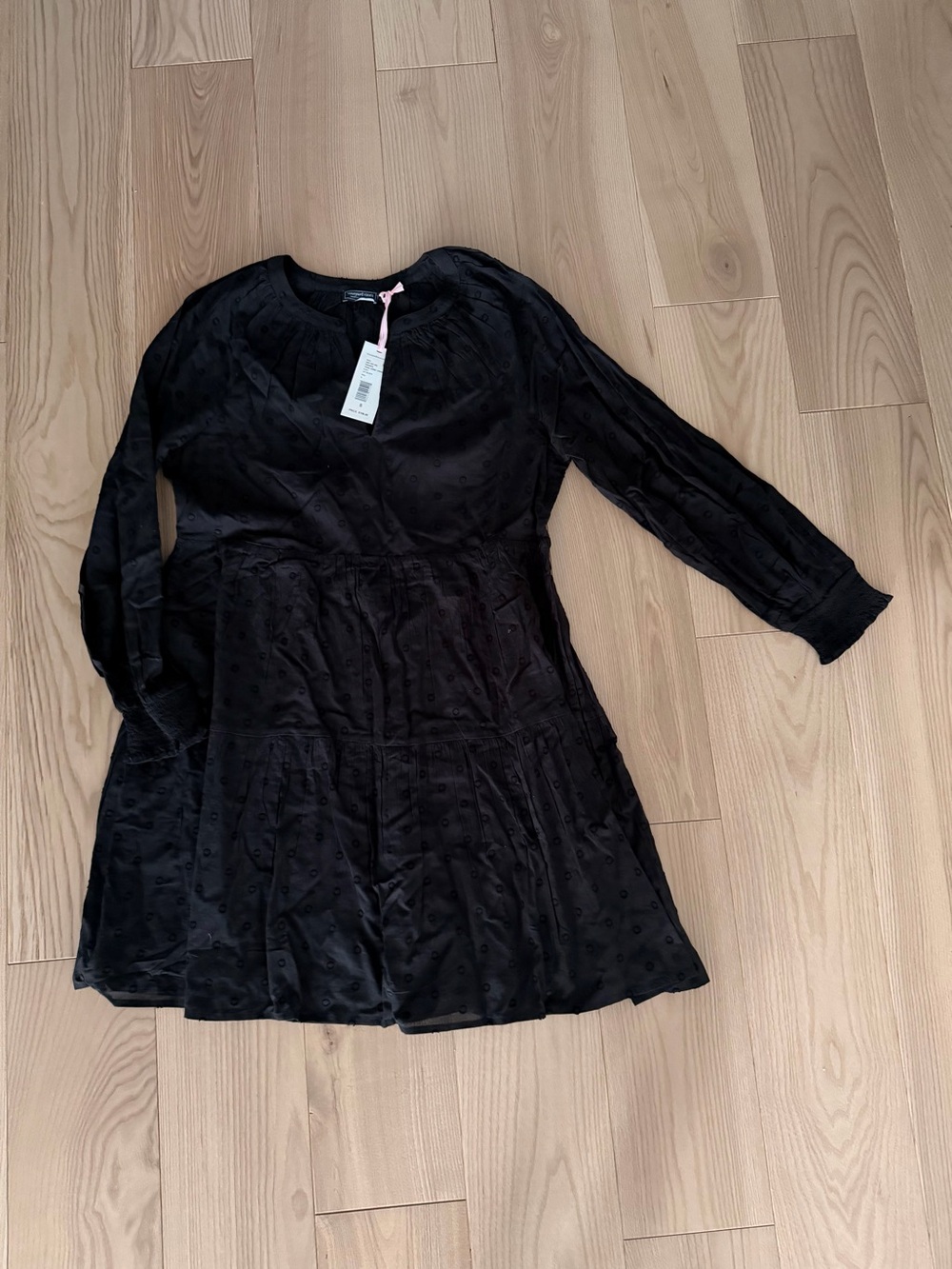 Vineyard Vines Black Dotted Tiered Mini Dress